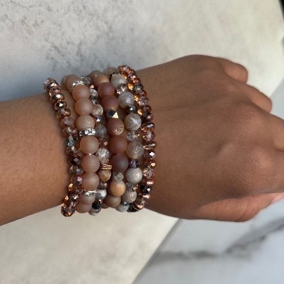 Druzy Agate Rose Gold Bracelet Stack - Picture 1 of 2